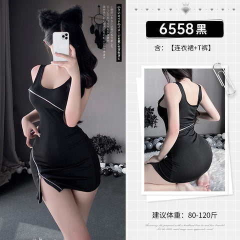 不規則拉鍊連衣裙 6558
