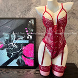 綁帶束腰連身衣 7029 (黑,紫,酒紅) M<60kg,XL<80kg,XXL<100KG
