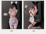 蕾絲鋼托聚攏女僕透視裝1276 (黑色,粉紅色)