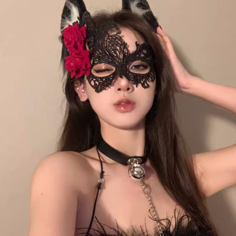 萬聖節 紅色玫瑰花眼罩（TS1149-9）