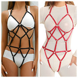 BODY HARNESS 綁帶捆綁連身裝 N0095 (黑,紅)
