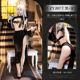 禁忌教士露胸蕾絲高開衩連身衣 ZY207