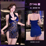 愛心露溝透膚繡花連衣裙 ZY146