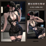 蕾絲透視連身包臀裙 9707 (黑色,白色)