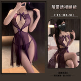 星空蝴蝶結睡裙 9519 (紫色,黑色,紅色)