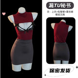 秘書OL露乳包臀裙套裝 610 (楊梅子,藍灰,紅灰,豹紋)