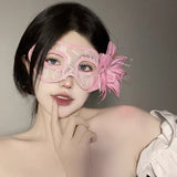 假面舞會蕾絲花朵面具 TS1208 (黑色,白色,粉紅色,金色)