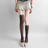 蘿莉塔蕾絲蕾絲復古鏤空過膝襪 WZ119 (奶白,黑色,咖色)