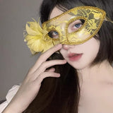 假面舞會蕾絲花朵面具 TS1208 (黑色,白色,粉紅色,金色)