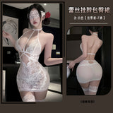 蕾絲透視連身包臀裙 9707 (黑色,白色)