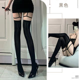 一體式腿環吊帶油光絲襪 A71 (黑色,紅黑色,紅色,白色)